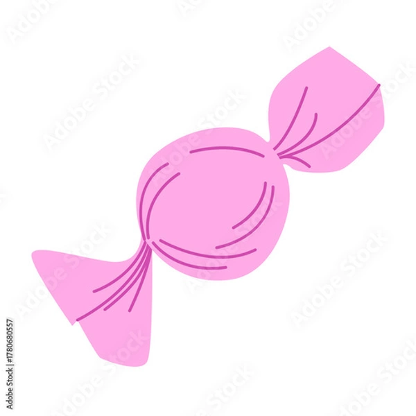 Obraz Candy. Sugar caramel in wrapper isolated on white background. Vector illustration.