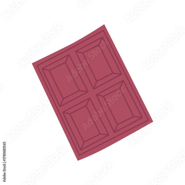 Obraz Piece of black chocolate isolated on white. Vector flat illustration.