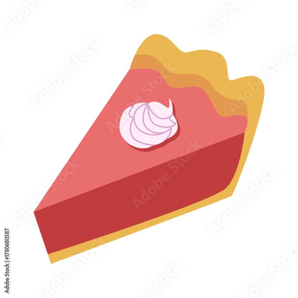 Fototapeta Pumpkin pie slice isolated. Confectionery shop menu item. Flat vector illustration.