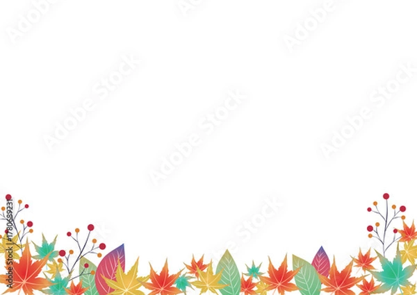 Obraz 紅葉で飾る秋のフレーム5	白背景