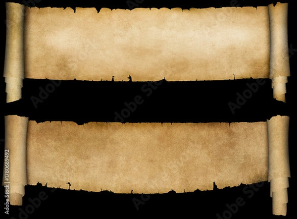 Obraz Set of deveged antique parchment scroll.