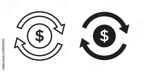 Fototapeta Cash flow icon silhouette vector designs. Editable Strokes