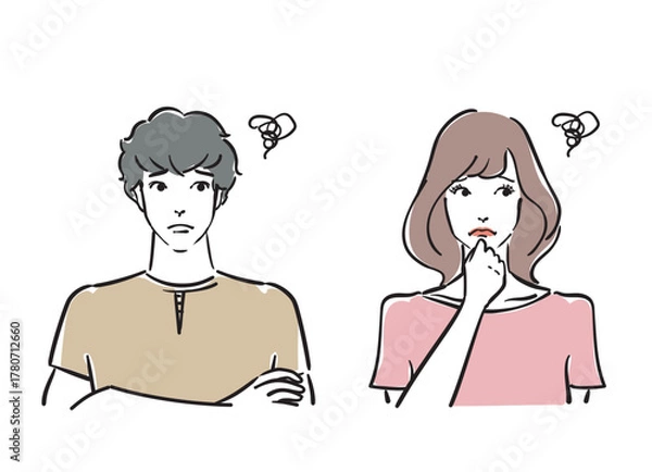 Obraz 困っている爽やかな30代男女