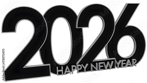 Fototapeta Happy new year 2026 text isolated on transparent background