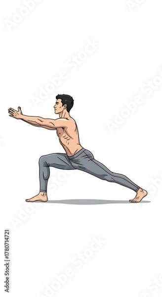 Fototapeta Illustration of man doing yoga with white background, , Blue November, Movember, Men's Health Awareness