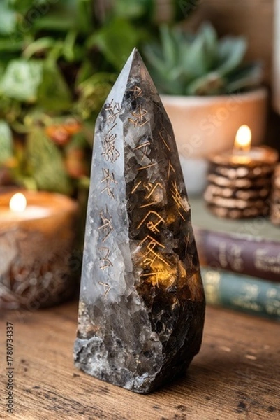 Obraz Smoky Quartz Tower With Carvings
