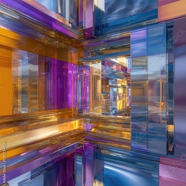Obraz Abstract Colorful Geometric Glass Tunnel