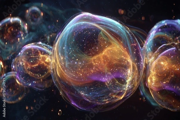 Obraz Abstract Glowing Spheres Colorful Design