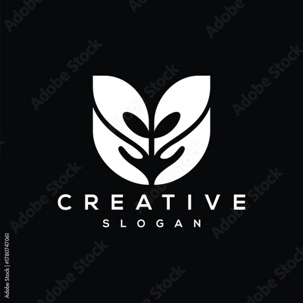 Obraz Modern Green Leaf Technology eco icon plant brand badge image Pro Vector