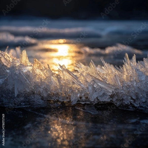 Obraz Frozen Ice Crystals Sparkling At Sunset