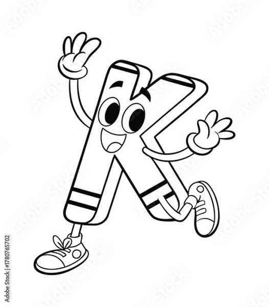 Fototapeta Joyful Cartoon Alphabet Sticker Featuring Colorful Letter K Design