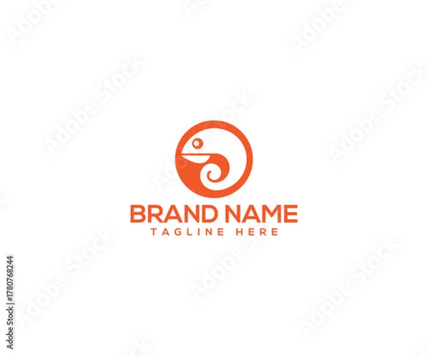 Obraz Chameleon Logo Design: A modern and sleek chameleon logo is presented, featuring a circular design with the company name and tagline displayed below.