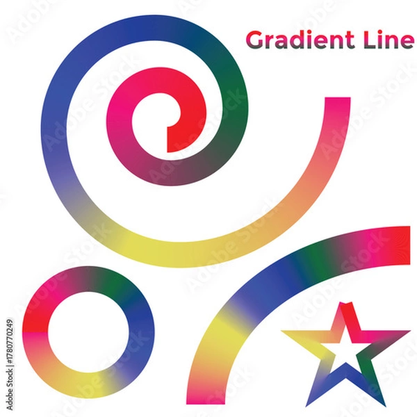 Fototapeta Gradient lines forming various shapes illustration