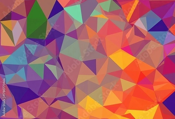 Fototapeta Interlocking, multicolored polygons forming a dynamic, abstract design,  angles,  optical
