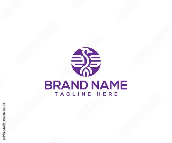 Fototapeta Abstract Design Icon: A striking graphic, showcasing a stylized emblem within a circular frame, perfect for representing a company or concept. The design is sleek, modern, and versatile.