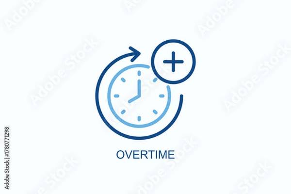 Fototapeta Overtime Icon Or Logo Isolated Vector Illustration
