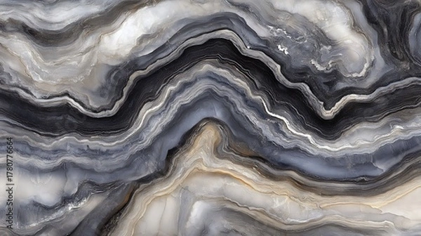 Obraz Abstract agate stone texture with wavy pattern in gray and beige tones