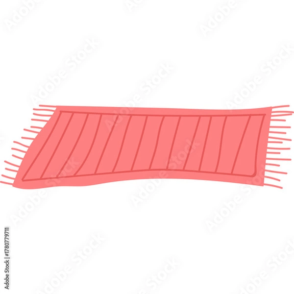 Obraz Flat graphic design of a pink rectangular rug with fringe detail on a transparent background suitable for interior design and home decor projects