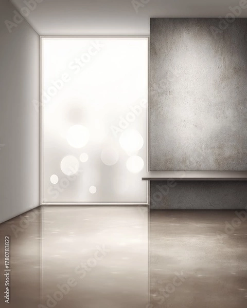 Fototapeta Modern Minimalist Empty Room With Concrete Wall And Large Window
