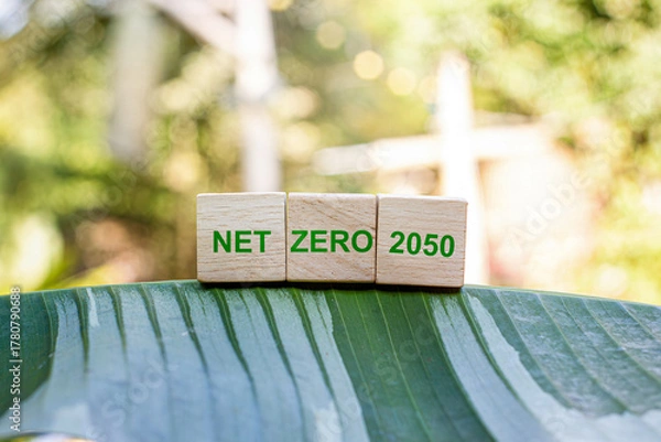 Fototapeta NET ZERO 2050 generally refers to the goal or intention to achieve Net Zero greenhouse gas emissions by 2050 or as soon as possible.