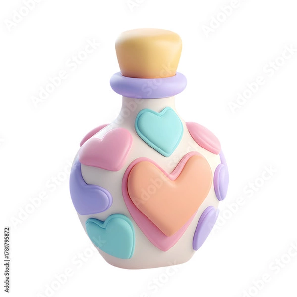 Obraz 3D pastel clay potion bottle with hearts floating inside representing love magic
