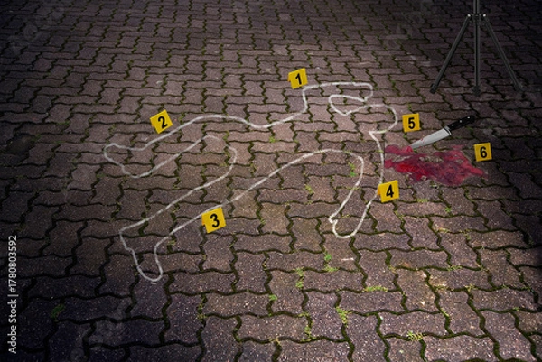 Fototapeta Tatort, Umriß eines Opfers, Symbolbild