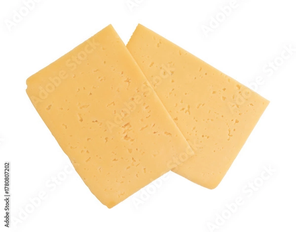 Fototapeta sliced cheese isolated, top view