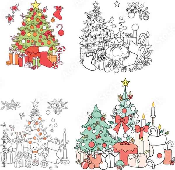 Obraz Christmas tree with gift boxes