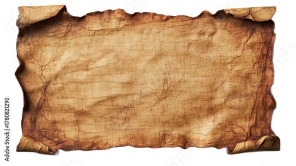 Fototapeta Ancient Scroll with Torn Edges and Aged Paper Texture