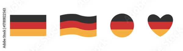 Fototapeta German Flag Icon Set. Waving and Circular National Symbols, Badge and Banner Vector Collection on Transparent Background.