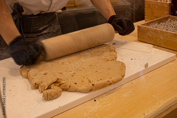 Fototapeta View of making tapioca pearl. It is for Taiwanese traditional drink bubble tea