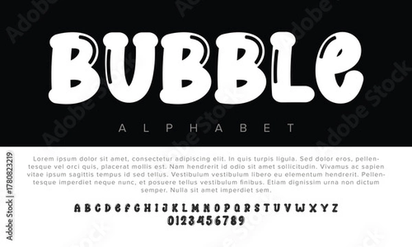 Fototapeta Bubble typeface font with futuristic minimal design for logos, music, sports, and digital typography.