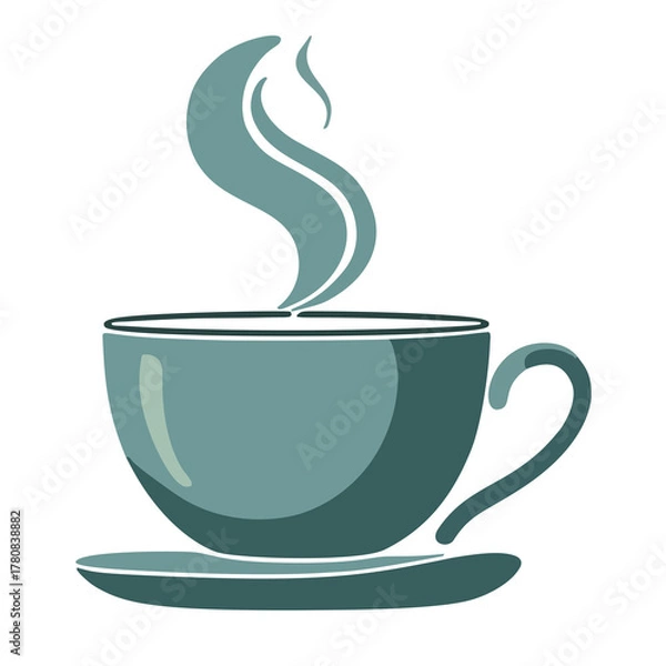 Fototapeta minimalist coffee cup vector illustration, elegant blue coffee cup art, modern minimalist coffee design for branding and café concept