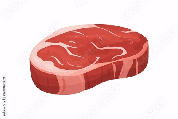 Fototapeta Isolated raw beef steak cut illustration for grilling and barbecue concept