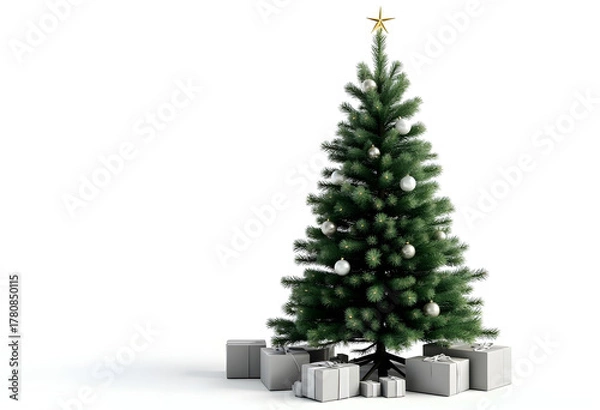 Obraz christmas tree isolated on white
