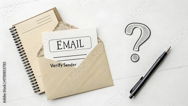 Fototapeta Email in an Envelope with Question Mark Illustration