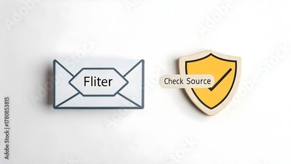 Fototapeta Email Filter and Security Shield Illustration on White Background