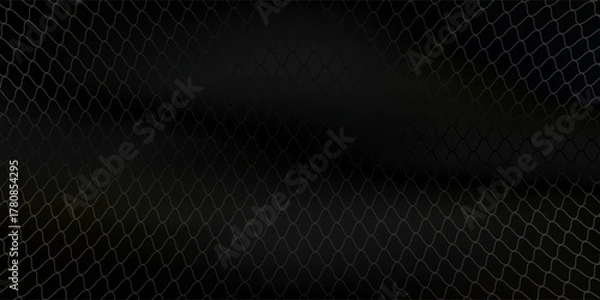 Obraz Black metal chain link fence seamless pattern with hexagonal cell mesh and geometric structure