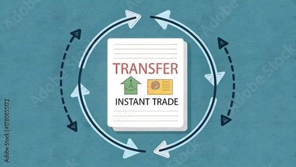 Fototapeta Digital transfer of instant trade concept with arrows in a circle