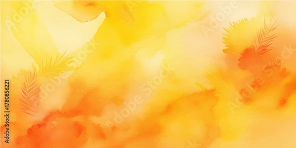 Fototapeta Abstract fire flames background with autumn leaf nature design and yellow flowers illustration