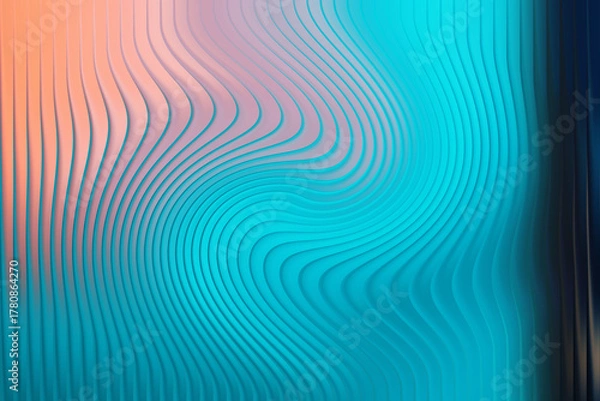 Obraz Abstract wavy lines with pink and cyan gradient 