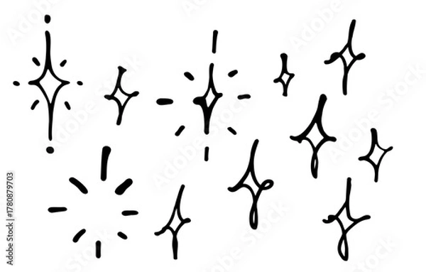 Obraz ペンで手書きしたベクター素材。キラキラのマーク。