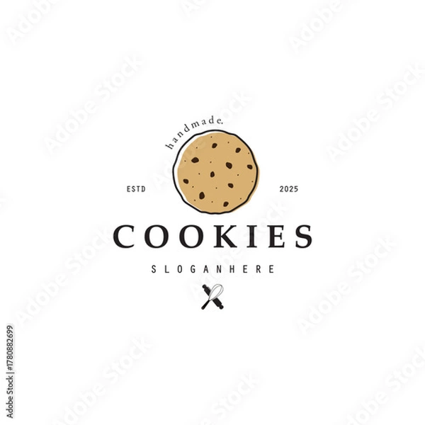 Fototapeta Cookies Logo Design, Choco Cookies Logo, Planet Cookies logo Vector Template.