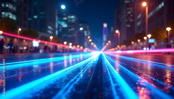 Obraz night city traffic