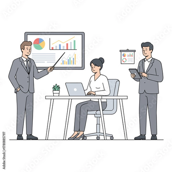 Fototapeta Team Presentation Vector Illustration