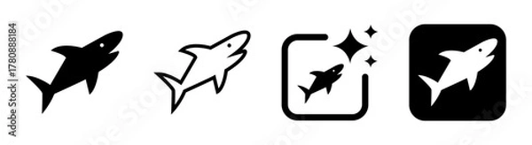 Fototapeta bold shark icon and fish sign vector illustration in transparent PNG format for modern ocean design and aquatic branding concepts