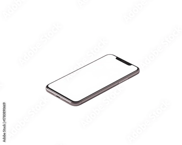 Fototapeta Modern smartphone with blank screen isolated on transparent background