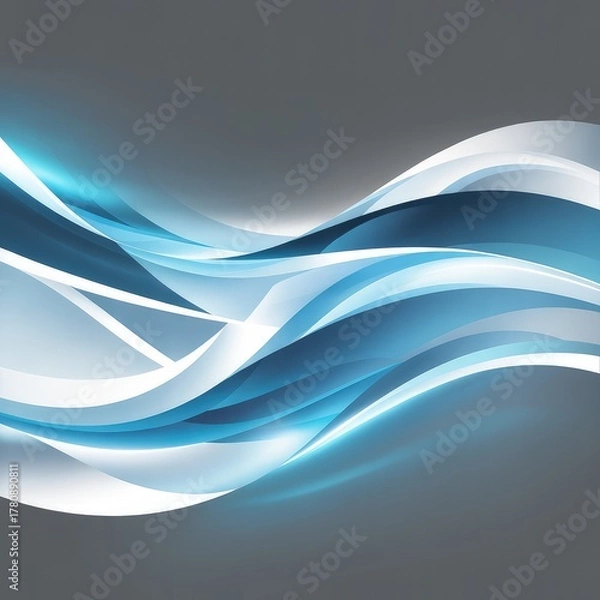Fototapeta Dynamic blue and white abstract wavy background design