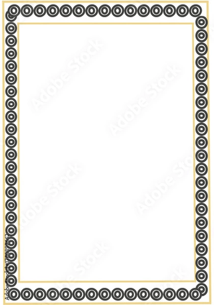 Obraz frame with gold ornament decorative border frame with repeating concentric circle pattern and gold inner line vertical