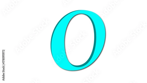 Obraz 3d cyan color number zero
